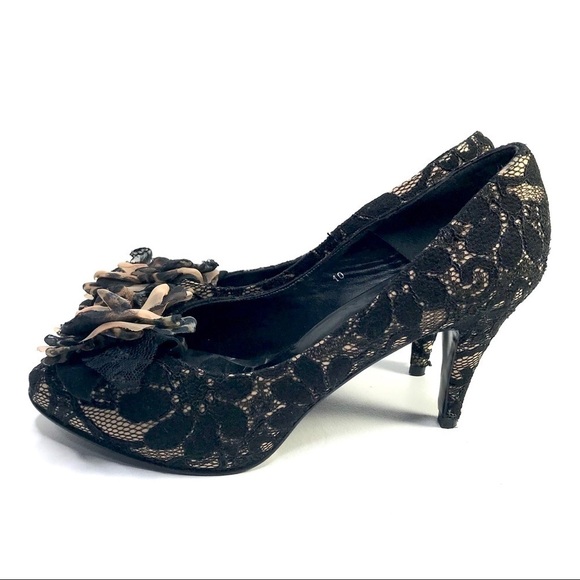 Ramon Tenza Lace Peep Toe Heels - Picture 7 of 7